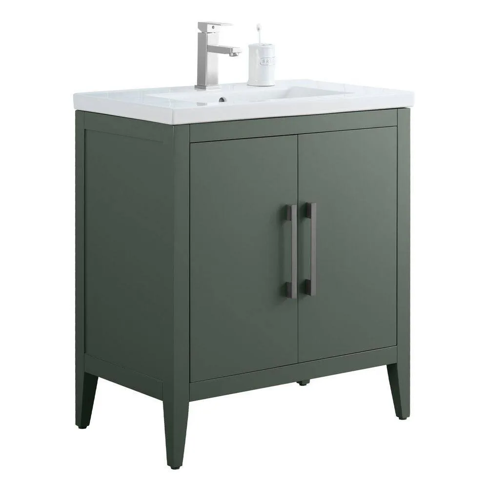 Vanity Art 30 in. W x 18.5 in D x 34 in. H Single Sink Bathroom Vanity Cabinet in Vintage Green with Ceramic Top, photo 6 of 9