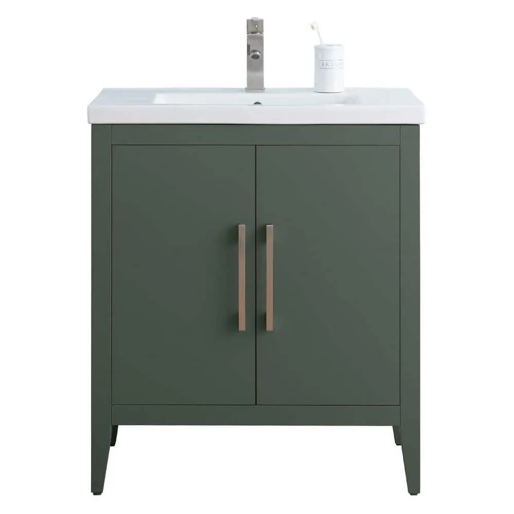 Vanity Art 30 in. W x 18.5 in. D x 34 in. H Single Sink Bathroom Vanity Cabinet in Vintage Green with Ceramic Top, photo 4 of 8