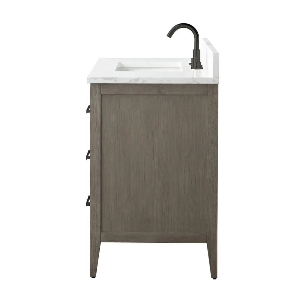 Vanity Art 36 in. W x 22 in. D x 34 in. H Single-Sink Bath Vanity in Driftwood Gray with Engineered Marble Top in Arabescato White, photo 2 of 14