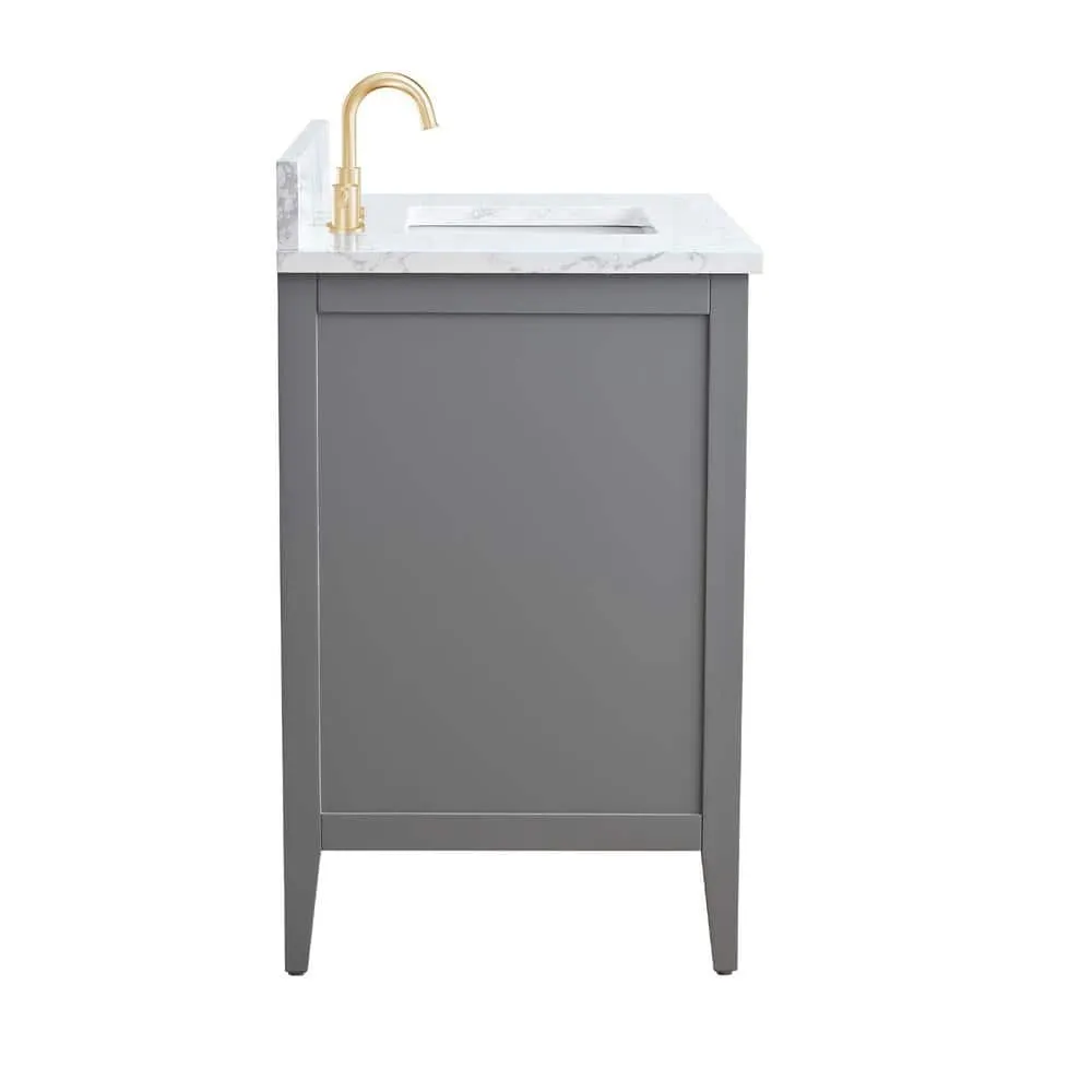 Vanity Art 36 in. W x 22 in. D x 34 in. H Single Sink Bathroom Vanity Cabinet in Cashmere Gray with Engineered Marble Top, photo 2 of 14