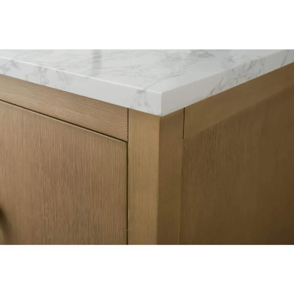 Vanity Art 36 in. W. x 22 in. D x 34 in. H Single Sink Bathroom Vanity Cabinet in Natural Oak with Engineered Marble Top in White, photo 10 of 14