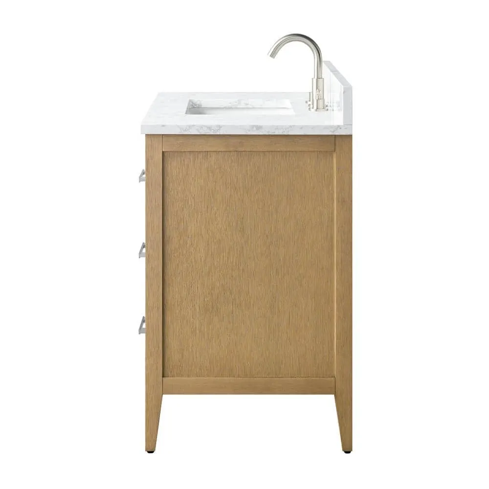 Vanity Art 36 in. W. x 22 in. D x 34 in. H Single Sink Bathroom Vanity Cabinet in Natural Oak with Engineered Marble Top in White, photo 2 of 14