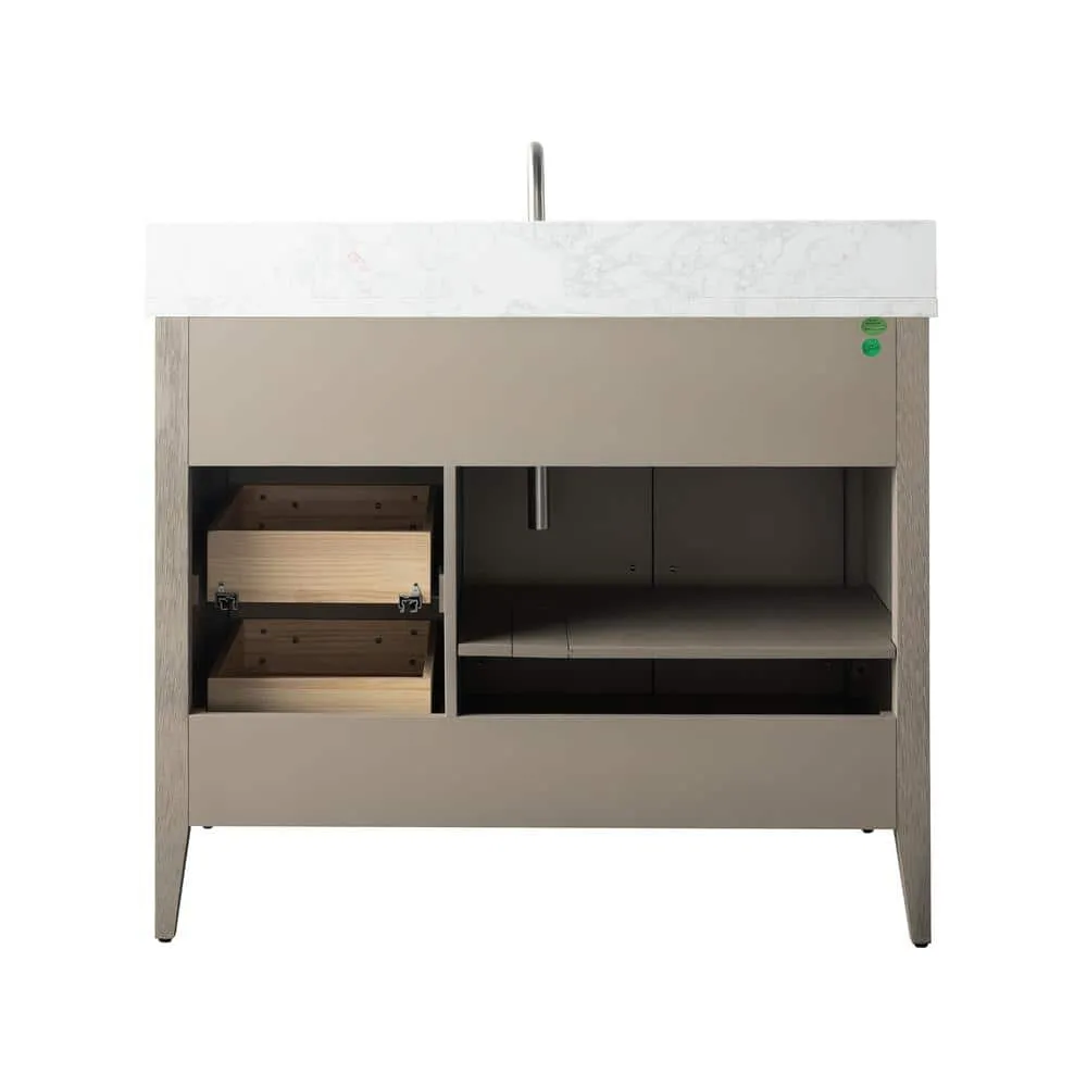 Vanity Art 42 in. W x 22 in. D x 34 in. H Single Sink Bathroom Vanity Cabinet in Driftwood Gray with Engineered Marble Top, photo 5 of 14