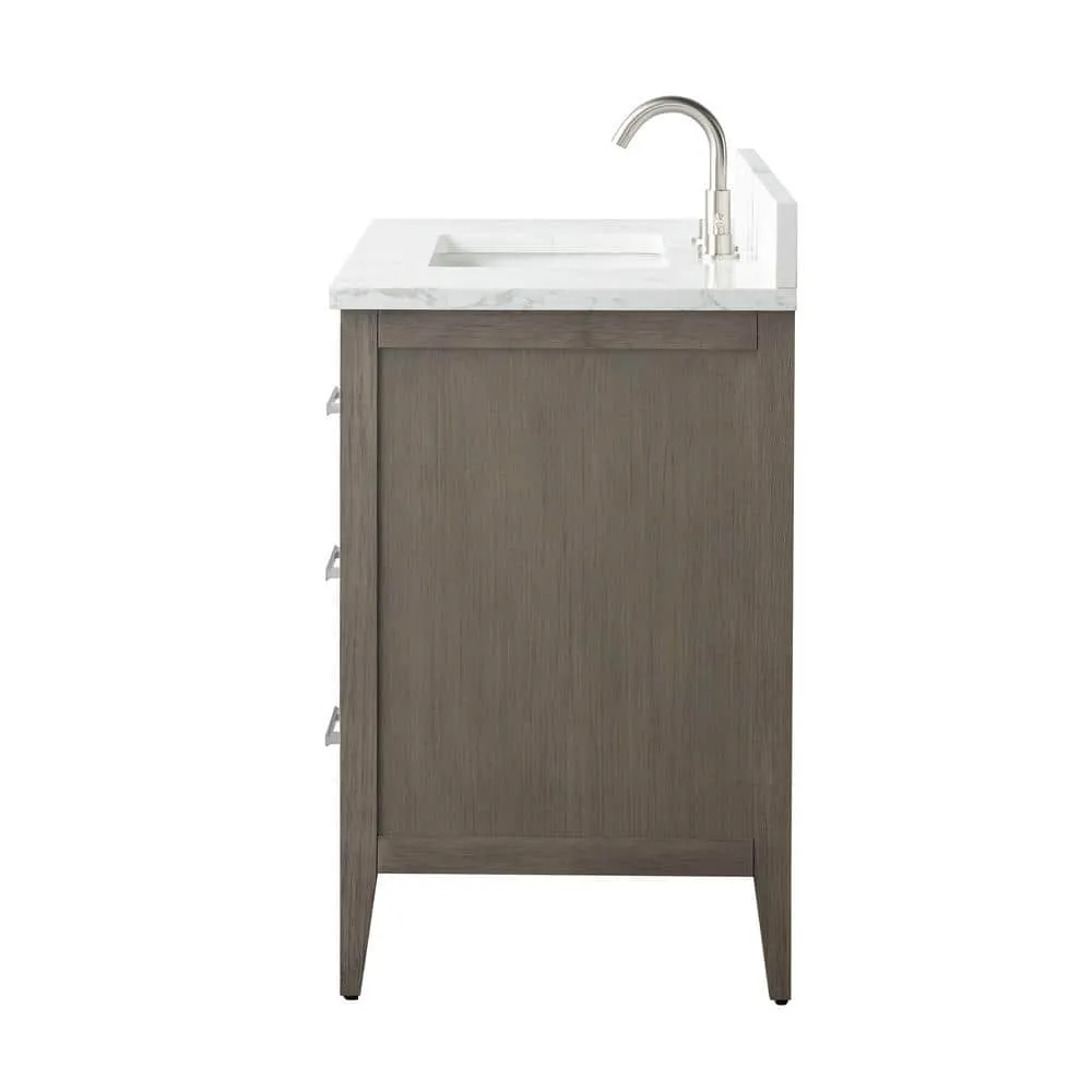 Vanity Art 42 in. W x 22 in. D x 34 in. H Single Sink Bathroom Vanity Cabinet in Driftwood Gray with Engineered Marble Top, photo 2 of 14