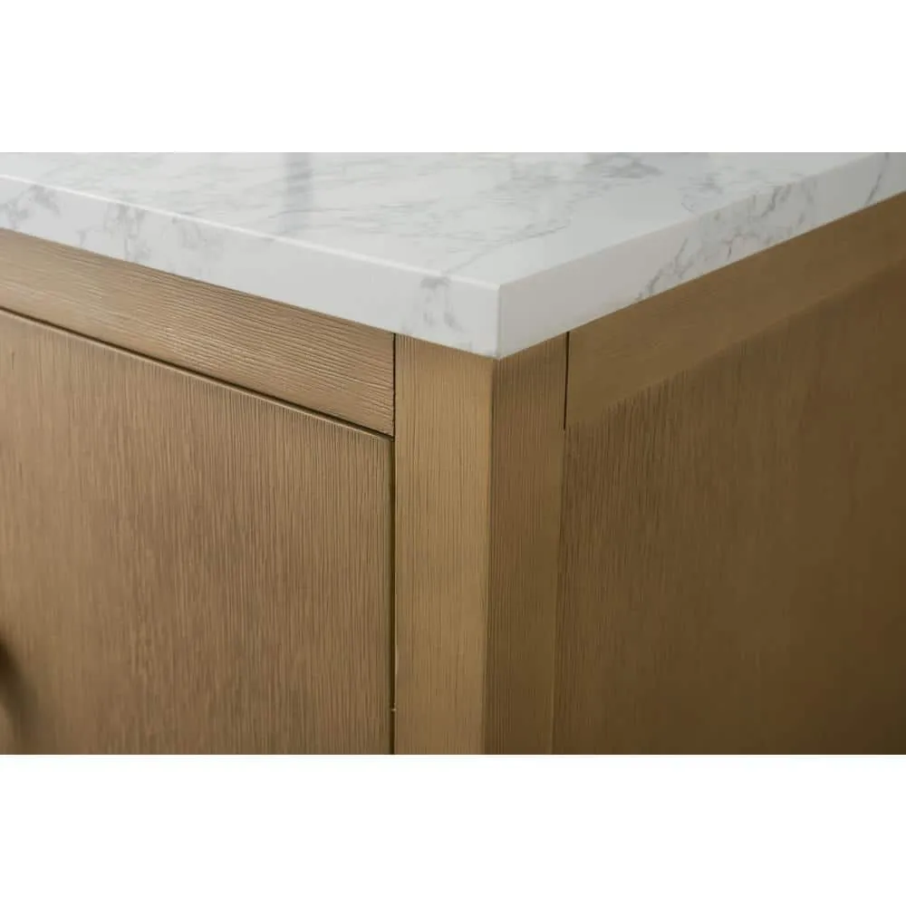 Vanity Art 42 in. W x 22 in. D x 34 in. H Single Sink Bathroom Vanity Cabinet in Natural Oak with Engineered Marble Top, photo 7 of 13