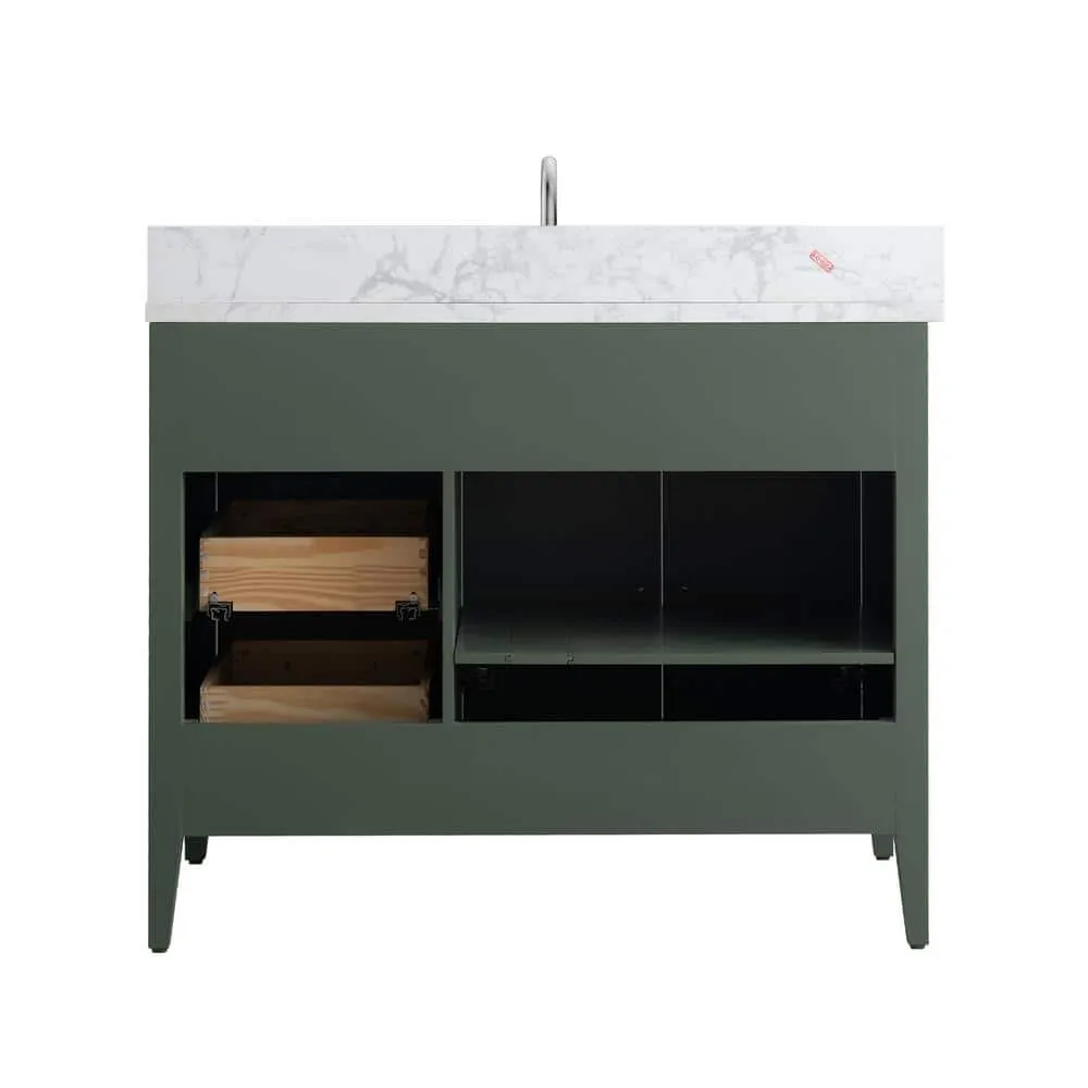 Vanity Art 42 in. W x 22 in. D x 34 in. H Single Sink Bathroom Vanity Cabinet in Vintage Green with Engineered Marble Top, photo 4 of 12