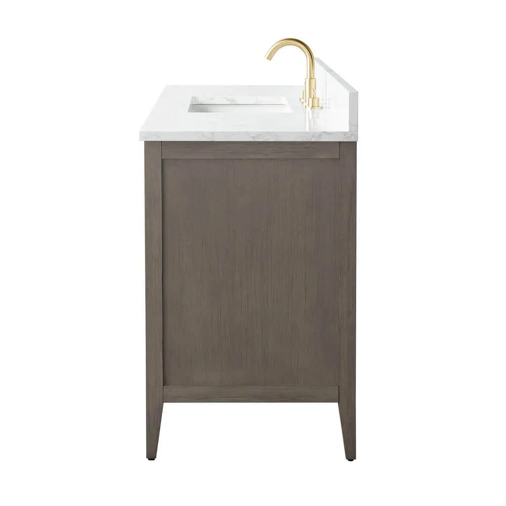 Vanity Art 48 in. W x 22 in. D x 34 in. H Single Sink Bathroom Vanity Cabinet in Driftwood Gray with Engineered Marble Top, photo 2 of 10