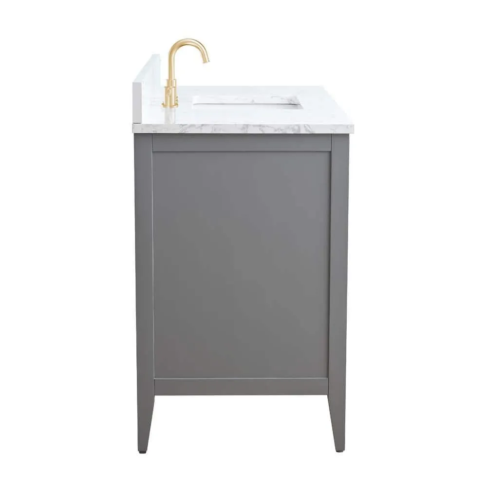 Vanity Art 48 in. W x 22 in. D x 34 in. H Single Sink Bathroom Vanity Cabinet in Cashmere Gray with Engineered Marble Top, photo 3 of 9