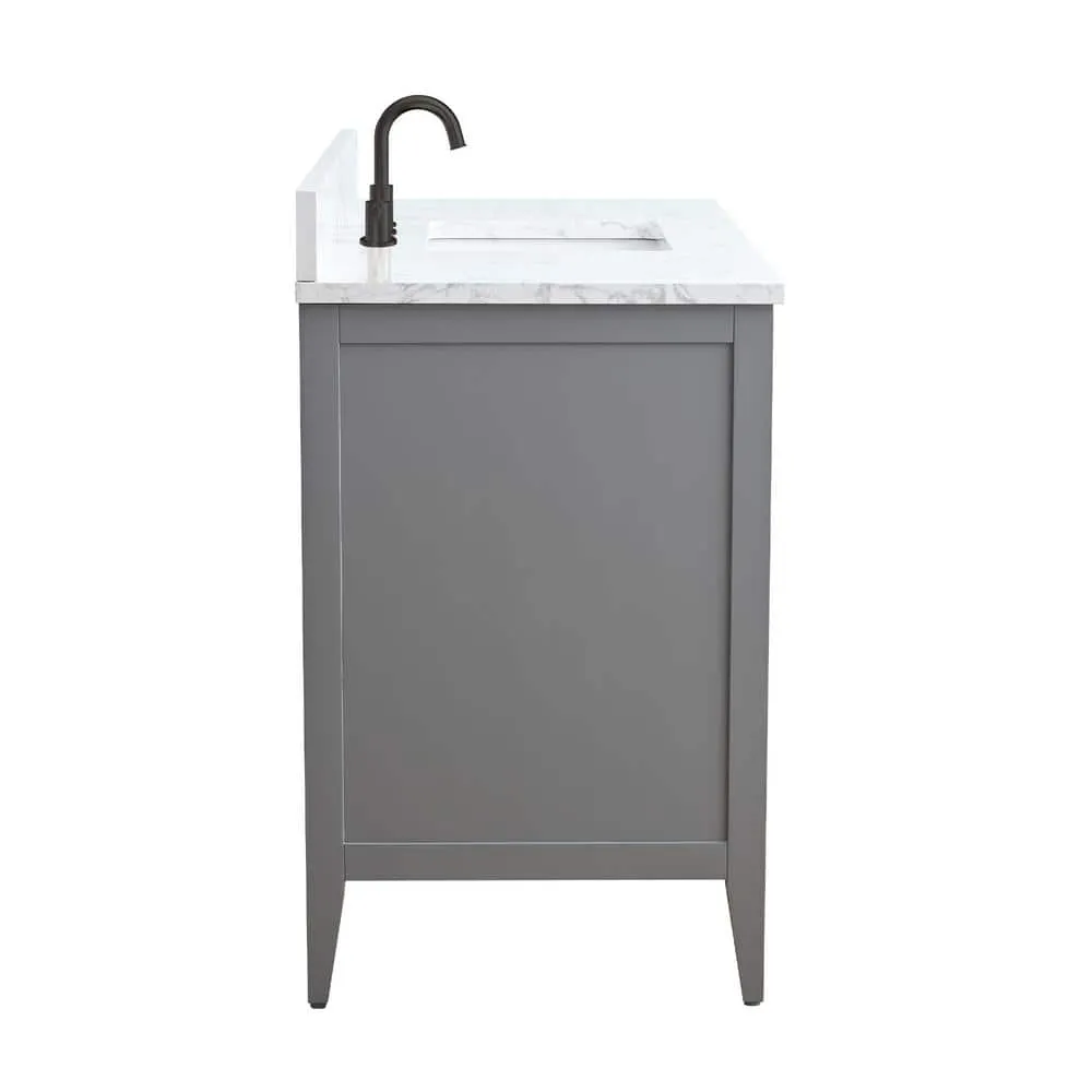 Vanity Art 48 in. W x 22 in. D x 34 in. H Single Sink Bathroom Vanity Cabinet in Cashmere Gray with Engineered Marble Top, photo 2 of 10