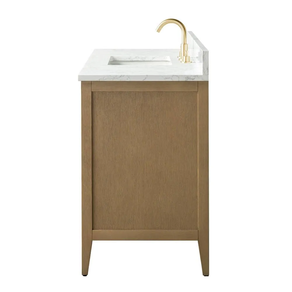 Vanity Art 48 in. W x 22 in. D x 34 in. H Single-Sink Bathroom Vanity in Natural Oak with Engineered Marble Top in Arabescato White, photo 2 of 10
