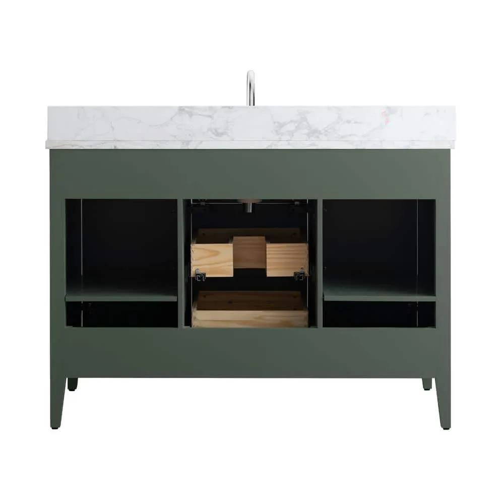 Vanity Art 48 in. W x 22 in. D x 34 in. H Single Sink Bathroom Vanity Cabinet in Vintage Green with Engineered Marble Top, photo 3 of 8