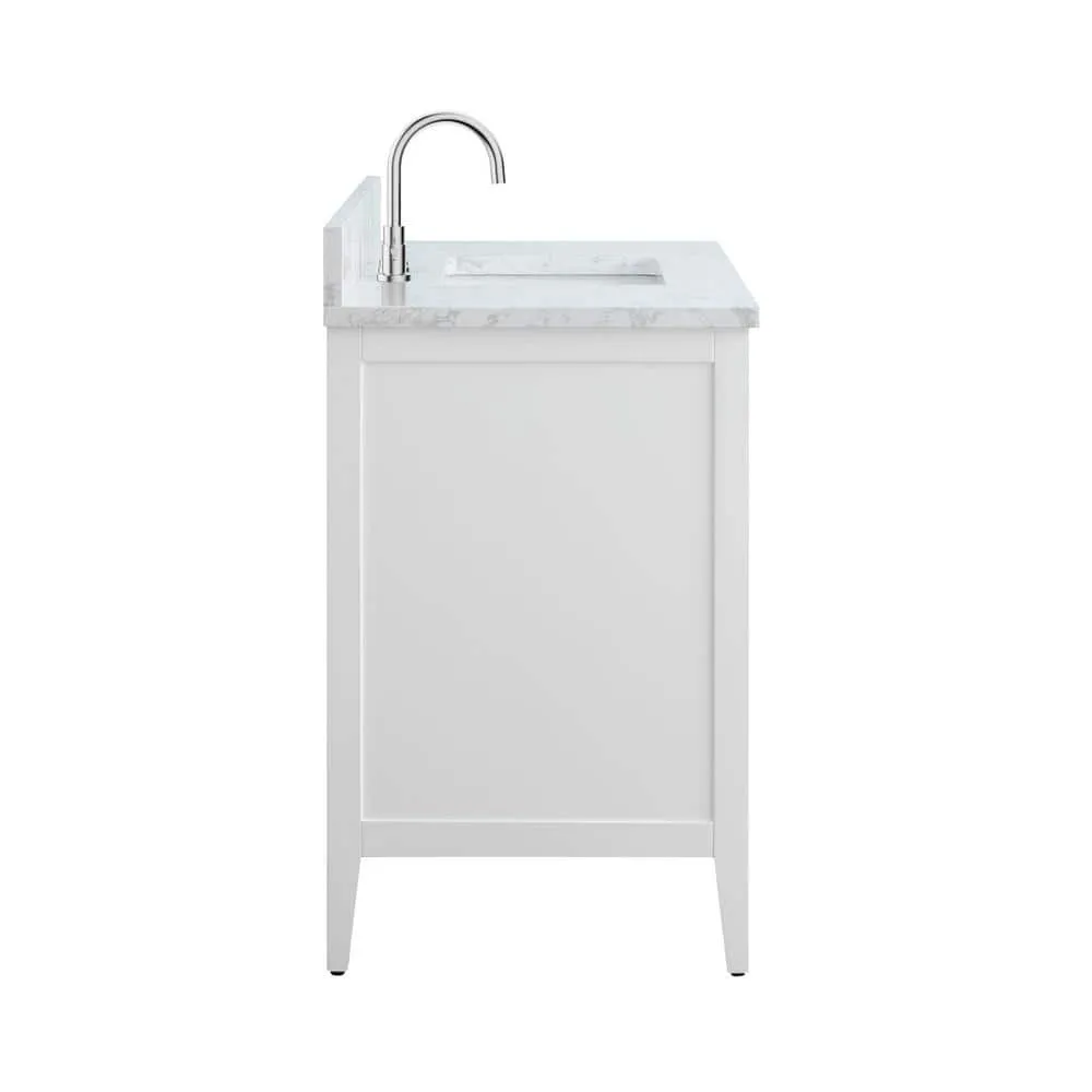 Vanity Art 48 in. W x 22 in. D x 34 in. H Single Sink Bathroom Vanity Cabinet in White with Engineered Marble Top, photo 2 of 12