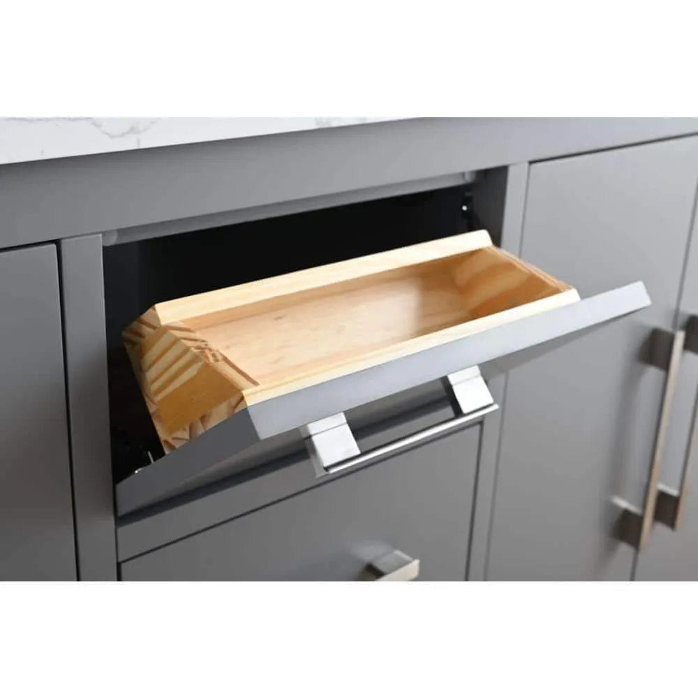 Vanity Art 60 in. W x 22 in. D x 34 in. H Double Sink Bathroom Vanity Cabinet in Cashmere Gray with Engineered Marble Top in White, photo 4 of 13