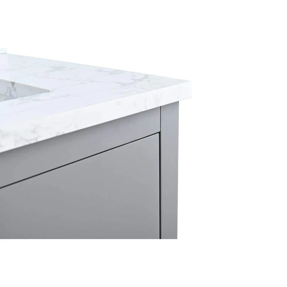Vanity Art 60 in. W x 22 in. D x 34 in. H Double Sink Bathroom Vanity Cabinet in Cashmere Gray with Engineered Marble Top in White, photo 3 of 13