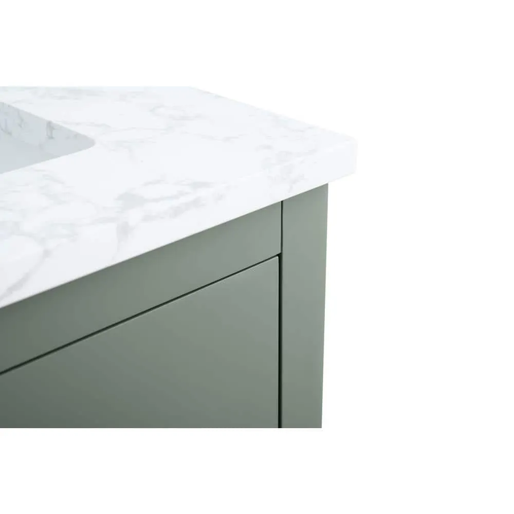 Vanity Art 60 in. W x 22 in. D x 34 in. H Double Sink Bathroom Vanity Cabinet in Vintage Green with Engineered Marble Top in White, photo 6 of 13