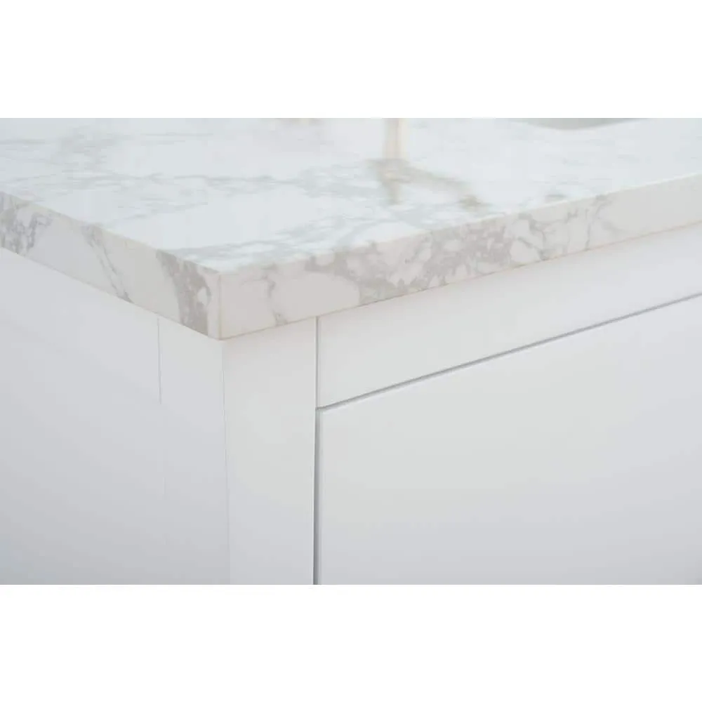Vanity Art 60 in. W x 22 in. D x 34 in. H Double Sink Bathroom Vanity Cabinet in White with Engineered Marble Top in White, photo 7 of 14