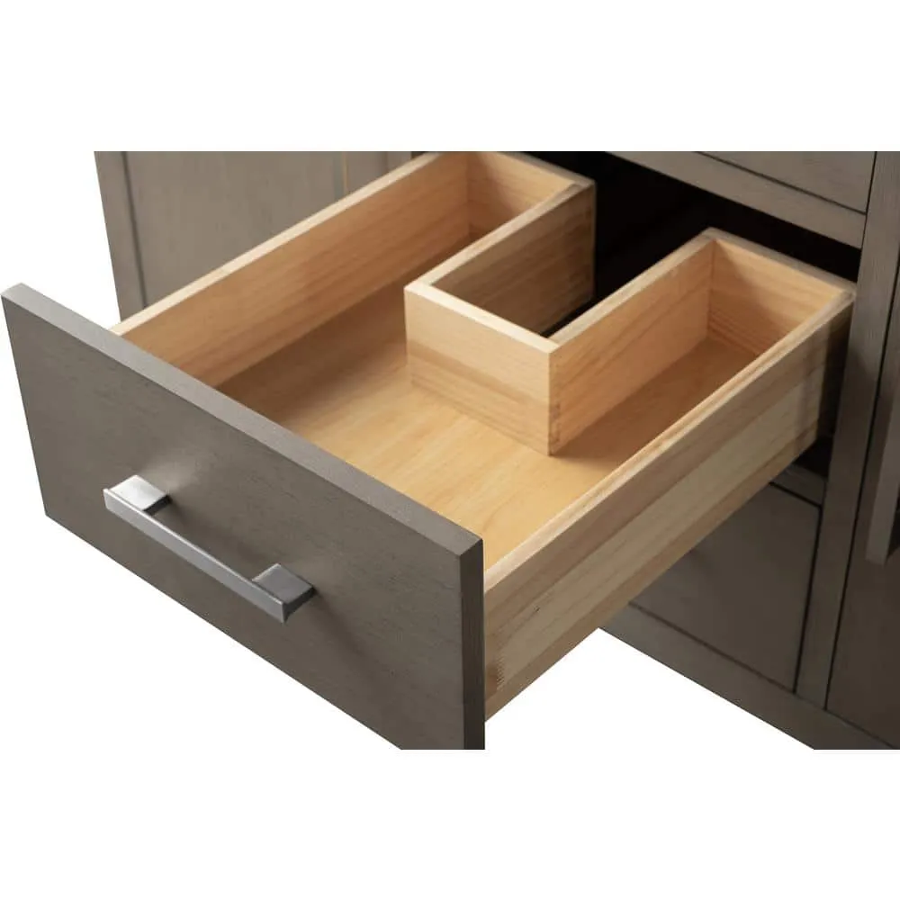 Vanity Art 60 in. W. x 22 in. D x 34 in. H Single Sink Bathroom Vanity Cabinet Driftwood Gray with Engineered Marble Top in White, photo 5 of 11