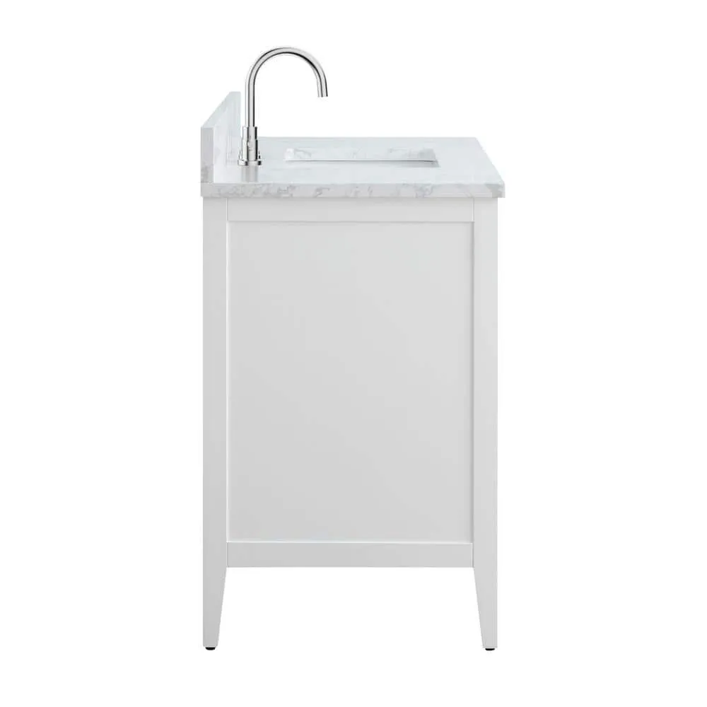 Vanity Art 60 in. W x 22 in. D x 34 in. H Single Sink Bathroom Vanity Cabinet in White with Engineered Marble Top in White, photo 2 of 12