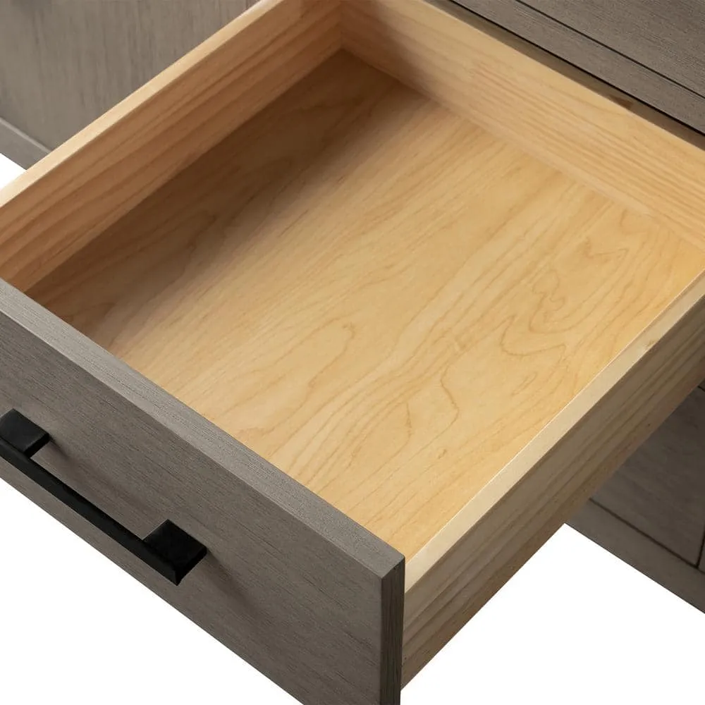 Vanity Art 72 in. W. x 22 in. D x 34 in. H Double Sink Bathroom Vanity Cabinet Driftwood Gray with Engineered Marble Top in White, photo 8 of 10