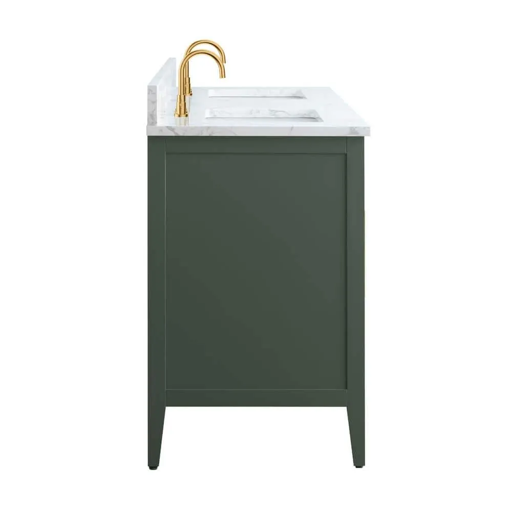Vanity Art 72 in. W x 22 in. D x 34 in. H Double Sink Bathroom Vanity Cabinet in Vintage Green with Engineered Marble Top, photo 2 of 12