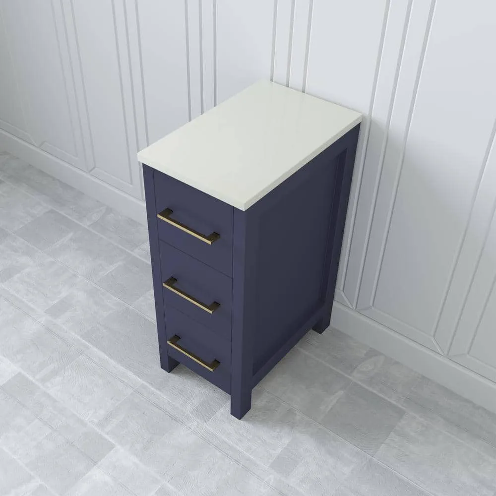 Vanity Art 12 in. W x 18.5 in. D x 30 in. H Bath Vanity Side Cabinet in Blue with Engineered Marble Top, photo 4 of 4