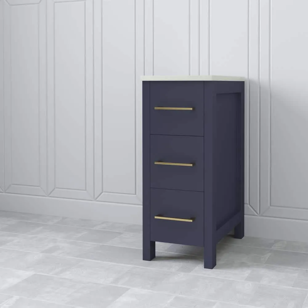 Vanity Art 12 in. W x 18.5 in. D x 30 in. H Bath Vanity Side Cabinet in Blue with Engineered Marble Top, photo 2 of 4