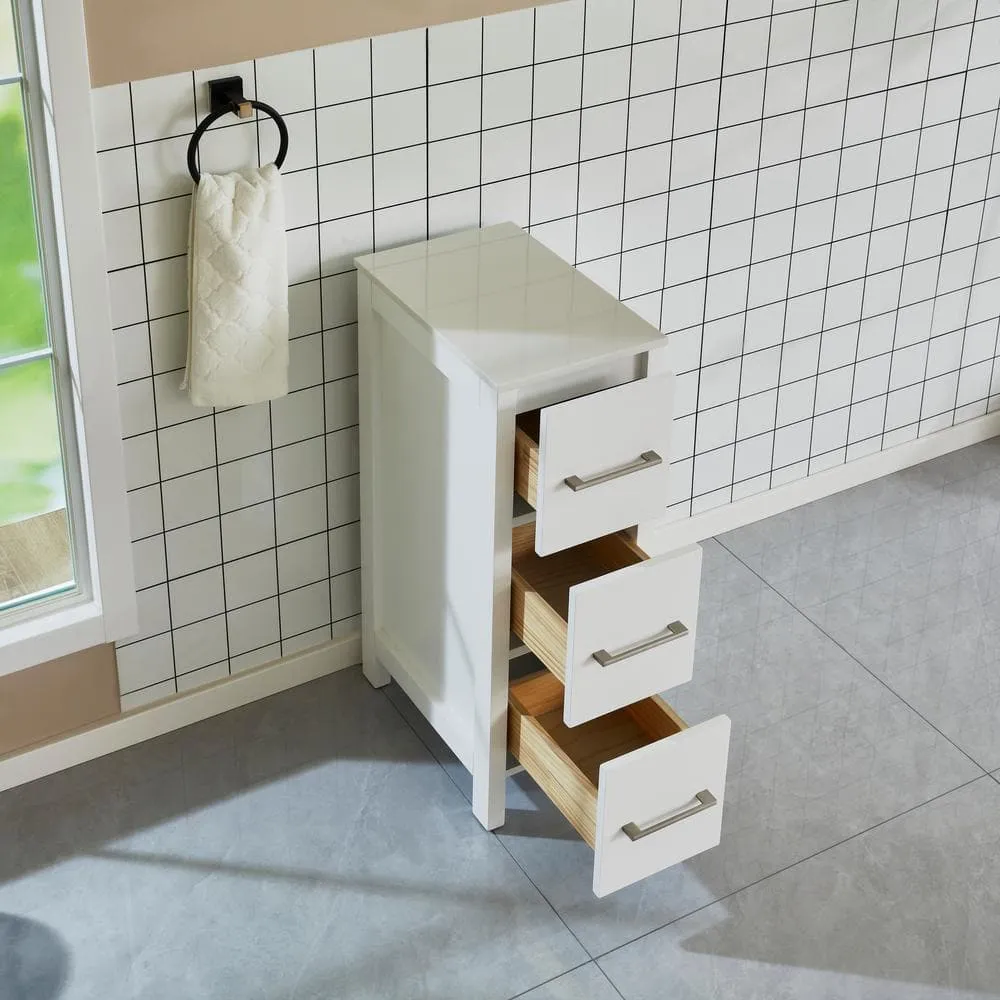 Vanity Art 12 in. W x 18.5 in. D x 30 in. H Bath Vanity Side Cabinet in White with Engineered Marble Top, photo 4 of 4