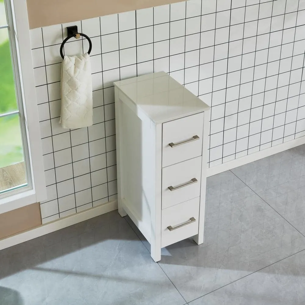 Vanity Art 12 in. W x 18.5 in. D x 30 in. H Bath Vanity Side Cabinet in White with Engineered Marble Top, photo 3 of 4