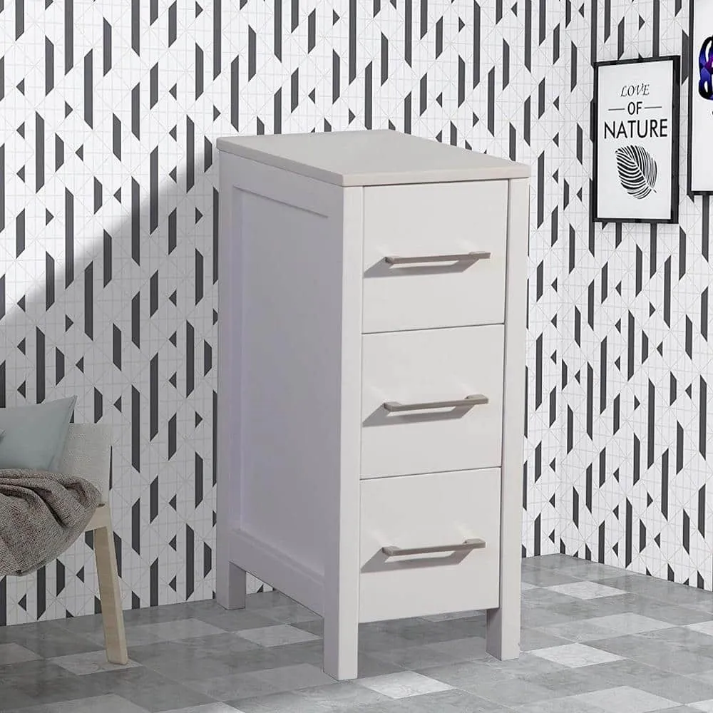 Vanity Art 12 in. W x 18.5 in. D x 30 in. H Bath Vanity Side Cabinet in White with Engineered Marble Top, photo 2 of 4