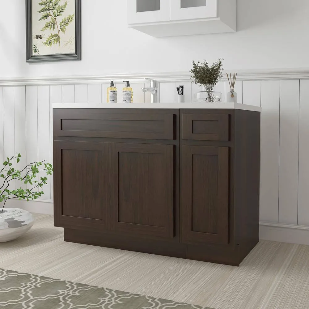 Vanity Art 48 in. W x 21 in. D x 32.5 in. H Bath Vanity Cabinet without Top in Brown, photo 9 of 9