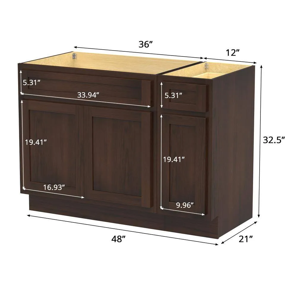 Vanity Art 48 in. W x 21 in. D x 32.5 in. H Bath Vanity Cabinet without Top in Brown, photo 5 of 9