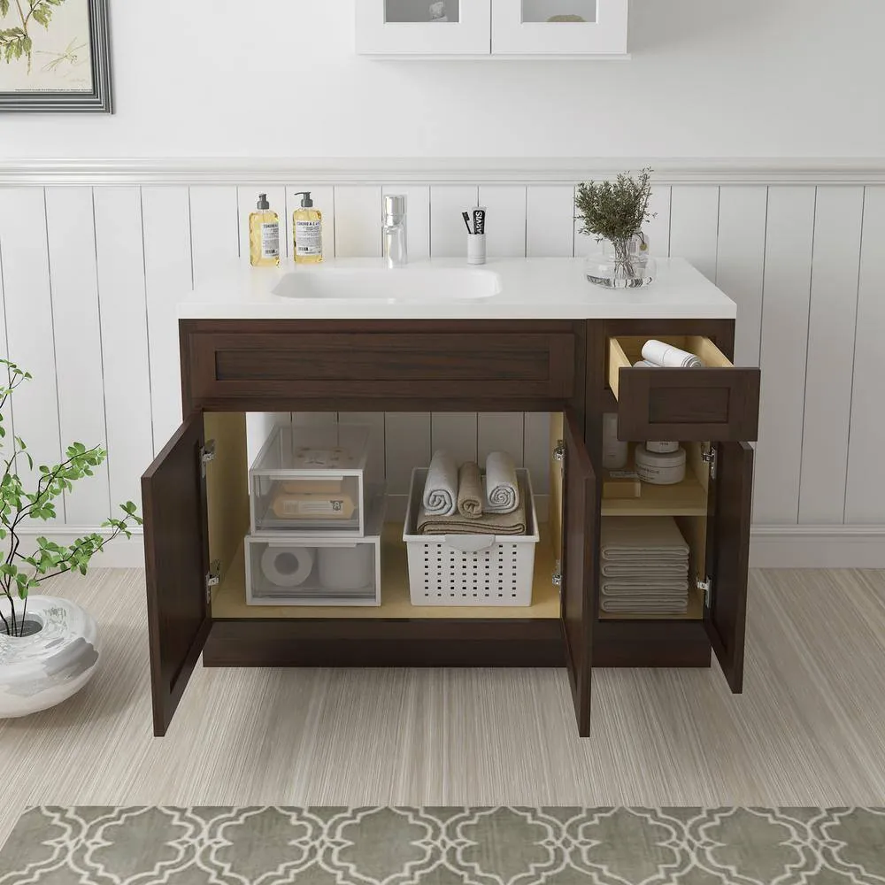Vanity Art 48 in. W x 21 in. D x 32.5 in. H Bath Vanity Cabinet without Top in Brown, photo 3 of 9