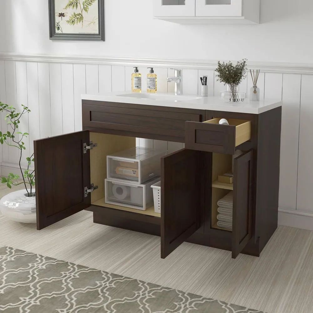 Vanity Art 48 in. W x 21 in. D x 32.5 in. H Bath Vanity Cabinet without Top in Brown, photo 2 of 9