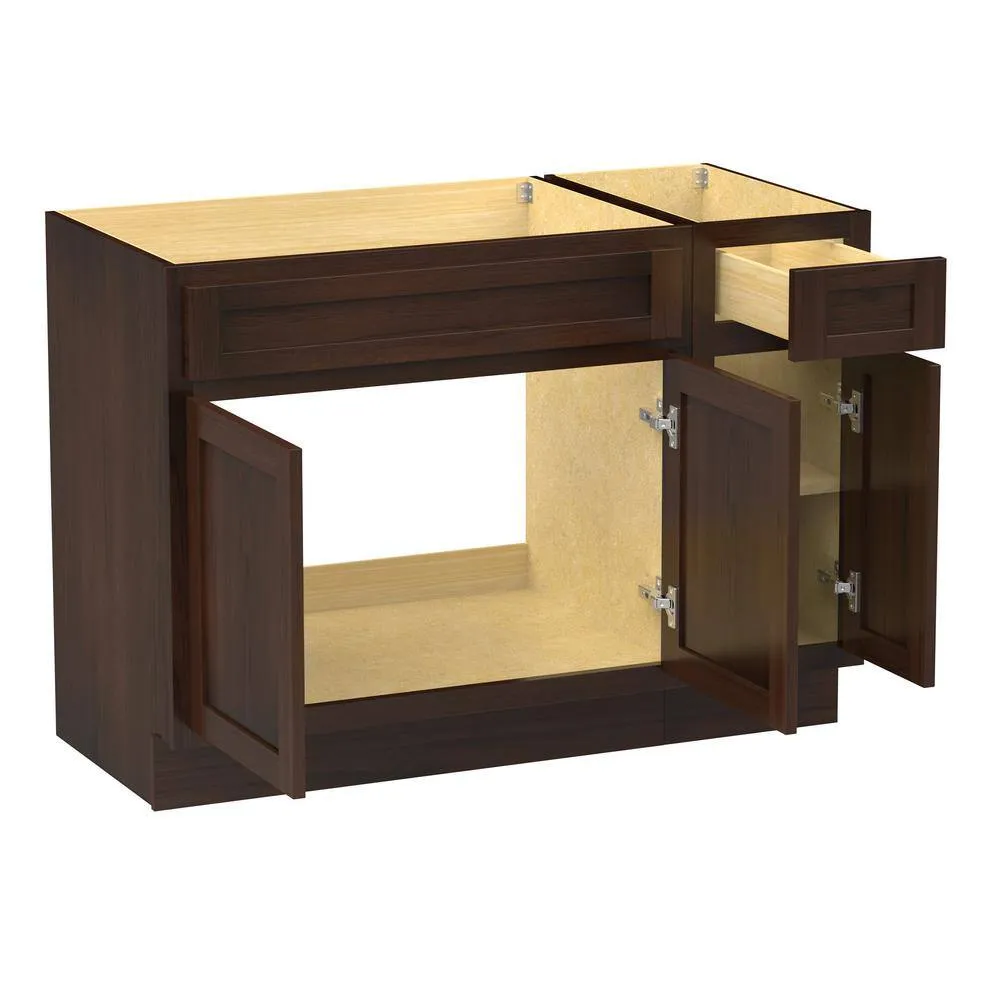 Vanity Art 48 in. W x 21 in. D x 32.5 in. H Bath Vanity Cabinet without Top in Brown, photo 8 of 9