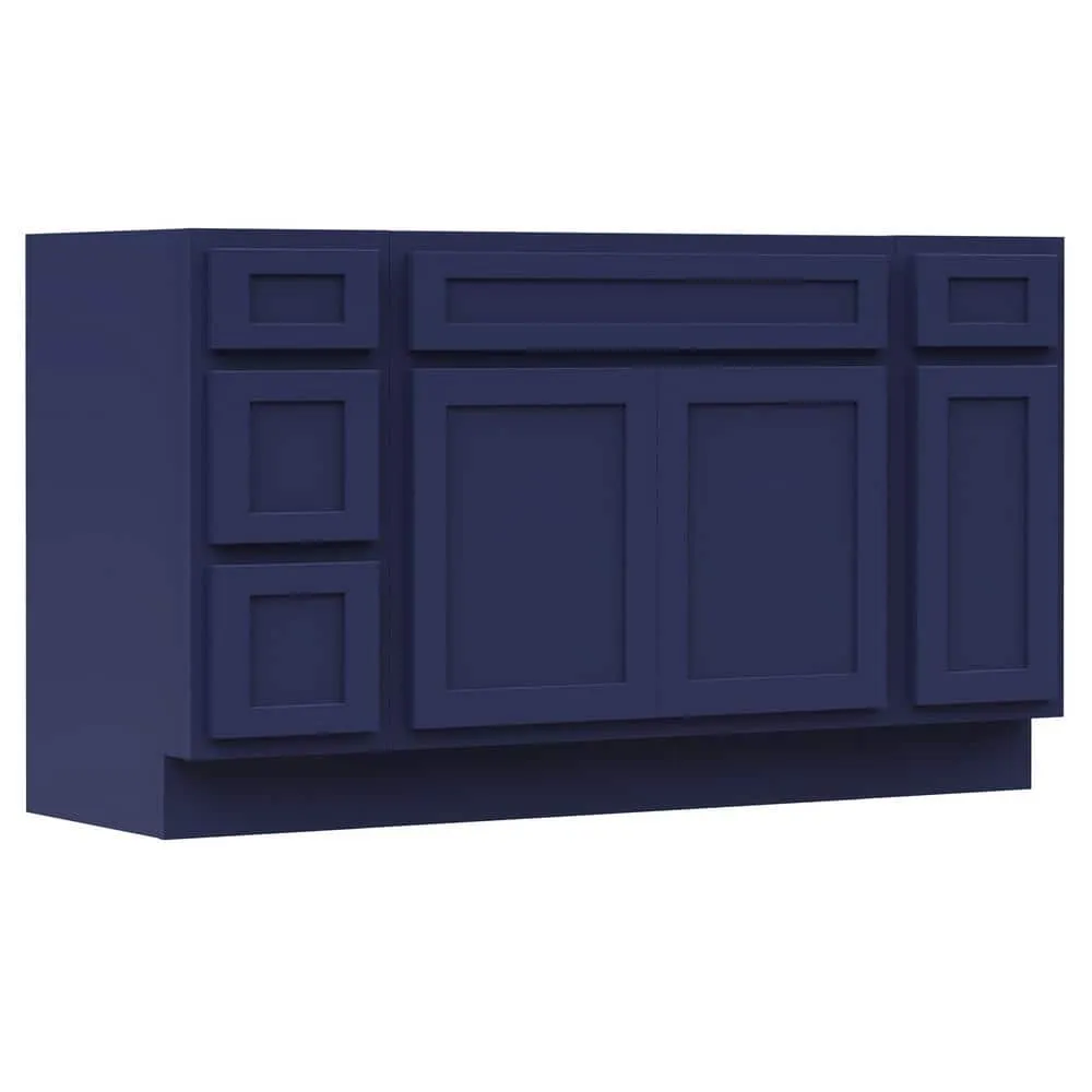 Vanity Art 54 in. W x 21 in. D x 32.5 in. H Bath Vanity Cabinet without Top in Blue, photo 7 of 9