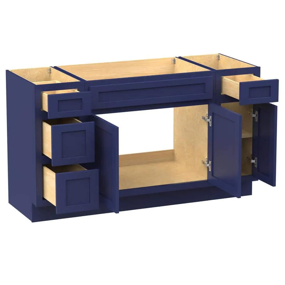 Vanity Art 54 in. W x 21 in. D x 32.5 in. H Bath Vanity Cabinet without Top in Blue, photo 8 of 9