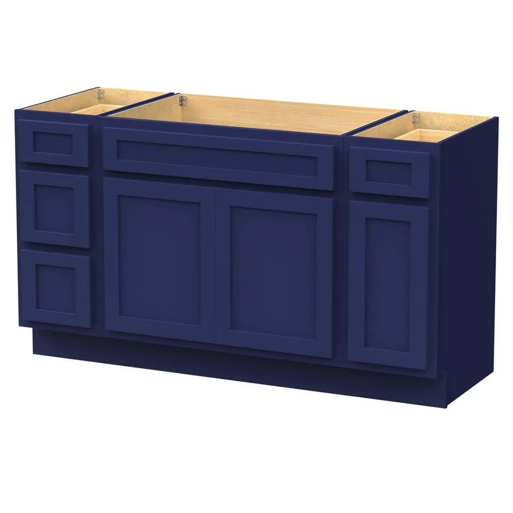 Vanity Art 54 in. W x 21 in. D x 32.5 in. H Bath Vanity Cabinet without Top in Blue, photo 6 of 9