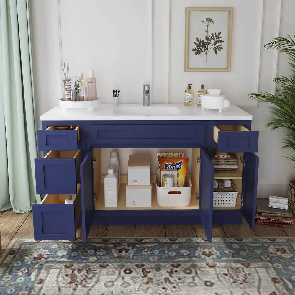 Vanity Art 54 in. W x 21 in. D x 32.5 in. H Bath Vanity Cabinet without Top in Blue, photo 4 of 9