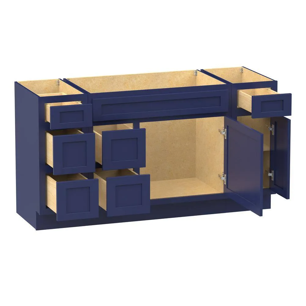 Vanity Art 60 in. W x 21 in. D x 32.5 in. H Bath Vanity Cabinet without Top in Blue, photo 7 of 9