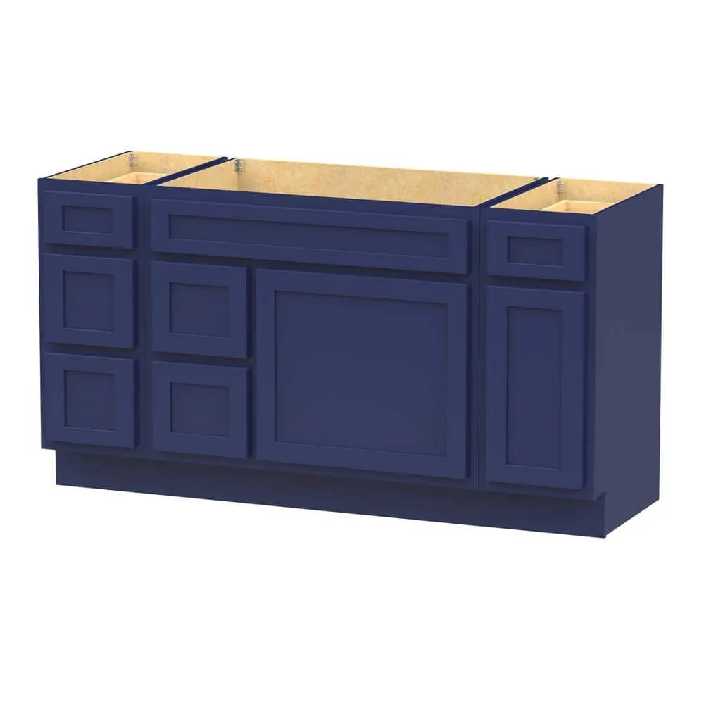 Vanity Art 60 in. W x 21 in. D x 32.5 in. H Bath Vanity Cabinet without Top in Blue, photo 9 of 9