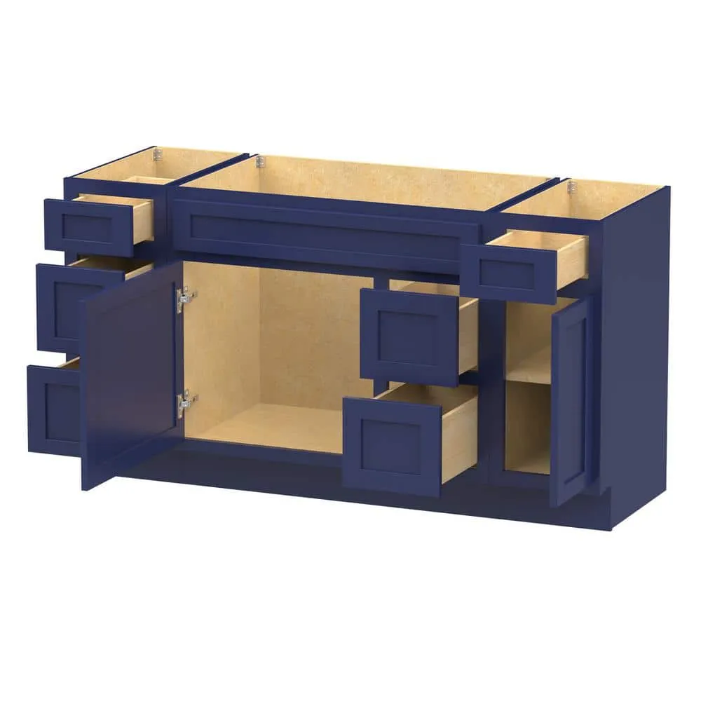 Vanity Art 60 in. W x 21 in. D x 32.5 in. H Bath Vanity Cabinet without Top in Blue, photo 8 of 9