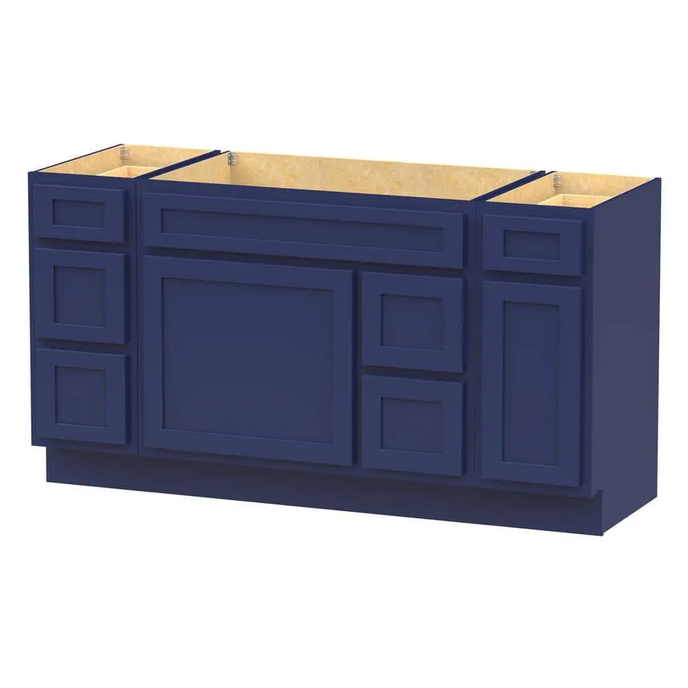 Vanity Art 60 in. W x 21 in. D x 32.5 in. H Bath Vanity Cabinet without Top in Blue, photo 6 of 9