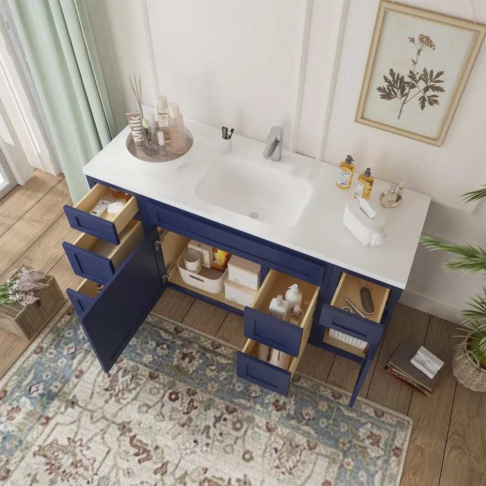 Vanity Art 60 in. W x 21 in. D x 32.5 in. H Bath Vanity Cabinet without Top in Blue, photo 3 of 9