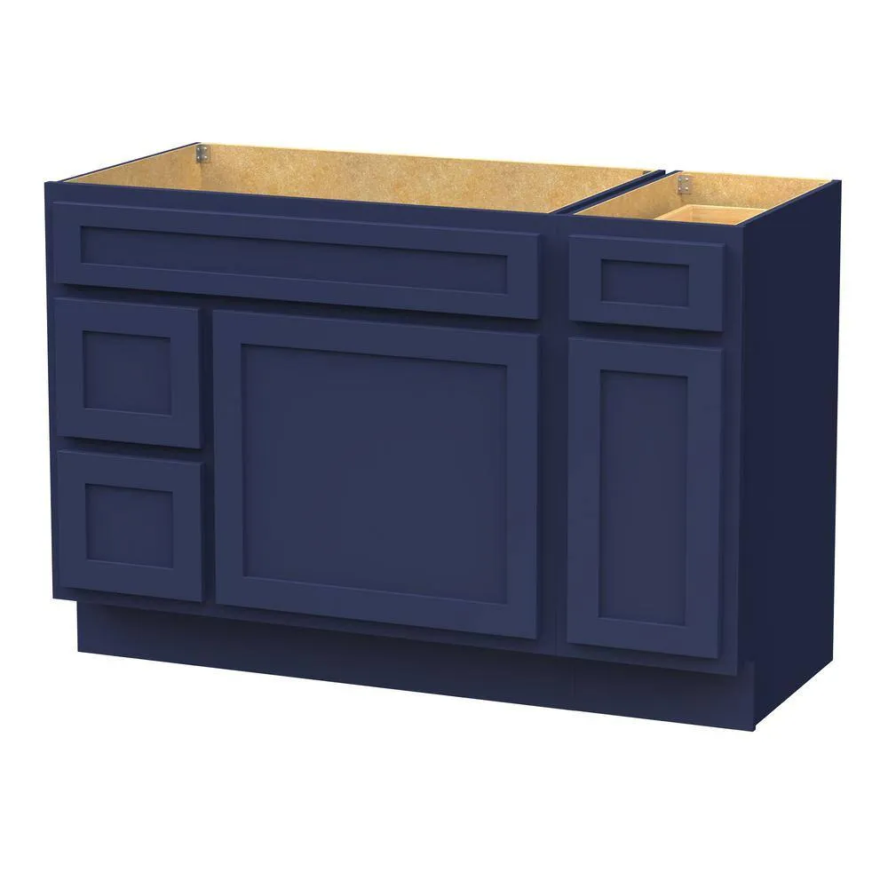 Vanity Art 48 in. W x 21 in. D x 32.5 in. H Bath Vanity Cabinet without Top in Blue, photo 7 of 9