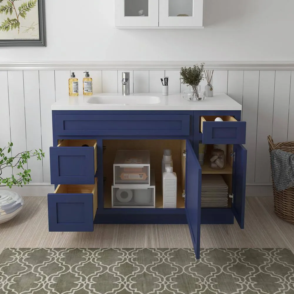 Vanity Art 48 in. W x 21 in. D x 32.5 in. H Bath Vanity Cabinet without Top in Blue, photo 4 of 9
