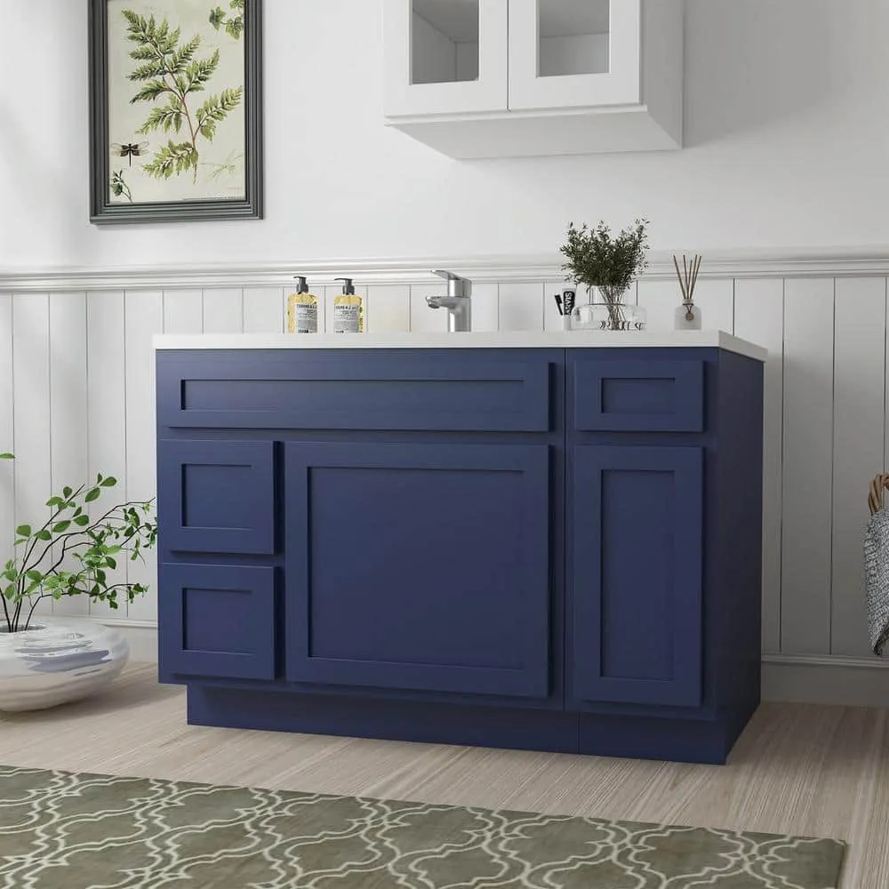 Vanity Art 48 in. W x 21 in. D x 32.5 in. H Bath Vanity Cabinet without Top in Blue, photo 2 of 9