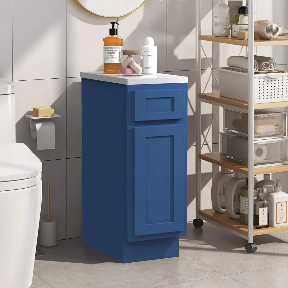 Vanity Art 12 in. W x 21 in. D x 32.5 in. H 1-Drawer Bath Vanity Cabinet without Top in Blue, photo 2 of 10