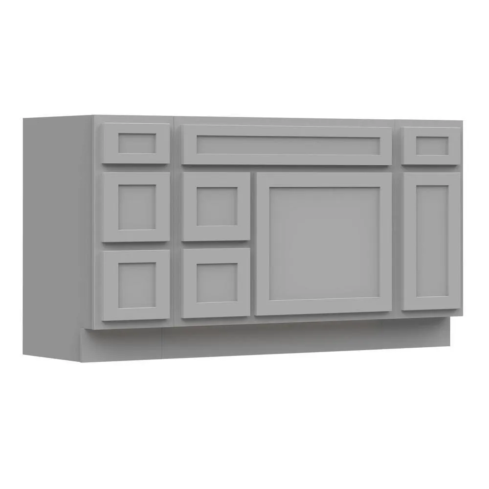Vanity Art 60 in. W x 21 in. D x 32.5 in. H Bath Vanity Cabinet without Top in Gray, photo 7 of 9