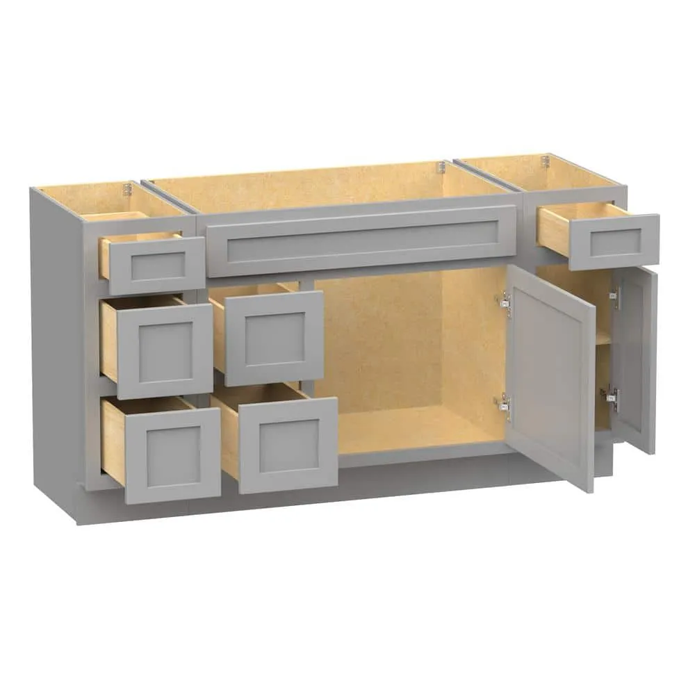 Vanity Art 60 in. W x 21 in. D x 32.5 in. H Bath Vanity Cabinet without Top in Gray, photo 8 of 9