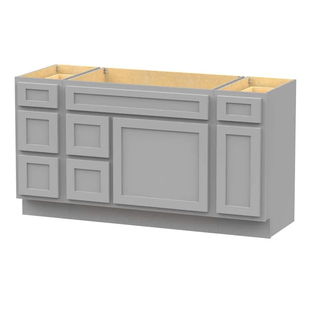 Vanity Art 60 in. W x 21 in. D x 32.5 in. H Bath Vanity Cabinet without Top in Gray, photo 6 of 9